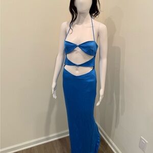 Sau Lee Blue Cut-Out Maxi Dress